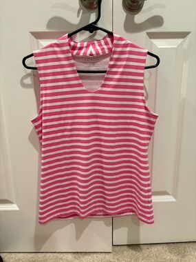 Talbots Pink and White Striped Sleeveless Tank Top